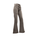 Jeans mujer Flare  tiro alto y roturas gris