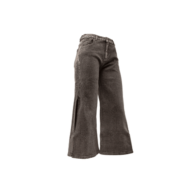 Jeans mujer Wide leg gris con abertura lateral