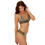 Bralette mujer verde con pretina negro y dorado