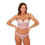 Sostén mujer tipo corset con copa y encaje nude