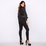 Jeans mujer Skinny negro tiro alto rasgado