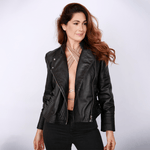 Chaqueta cuero mujer negra